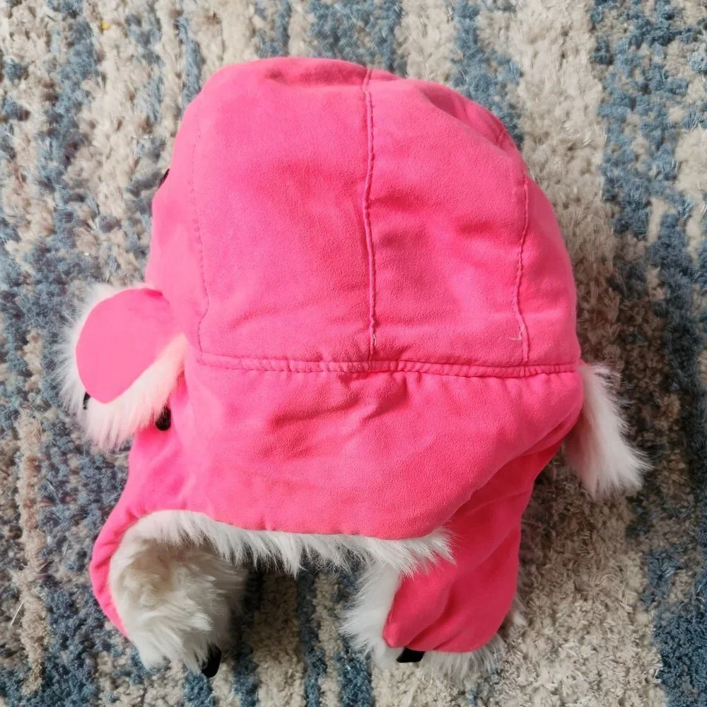 High Visibility Neon White Fur Aviator Winter Trooper Hat - Neon Pink Large